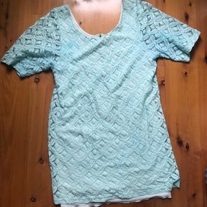 Teal lace shift dress